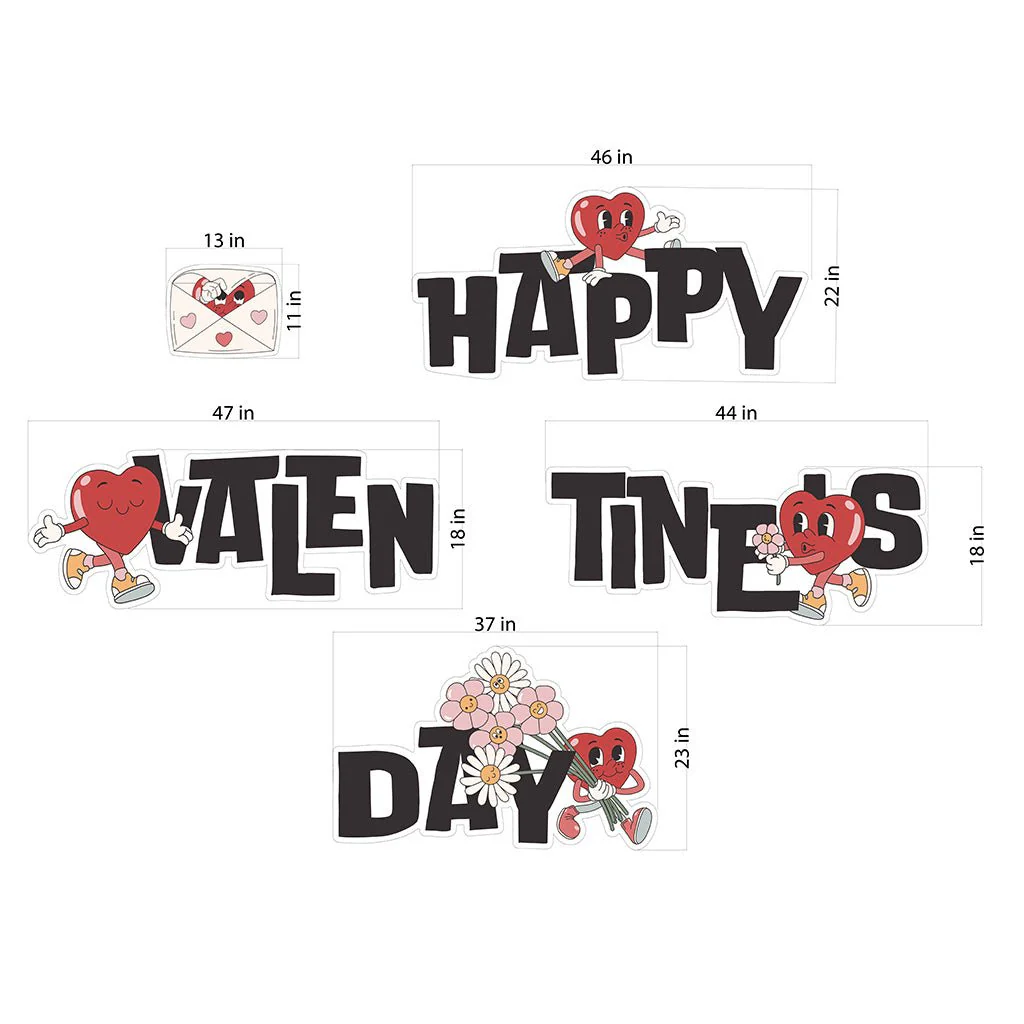 Happy Valentines Day Retro Hearts Quick Set | 5pc Set - Image 2