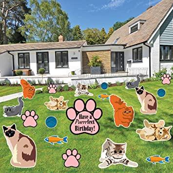 Have A Purrrfect Birthday, Cat Birthday Yard Decoration