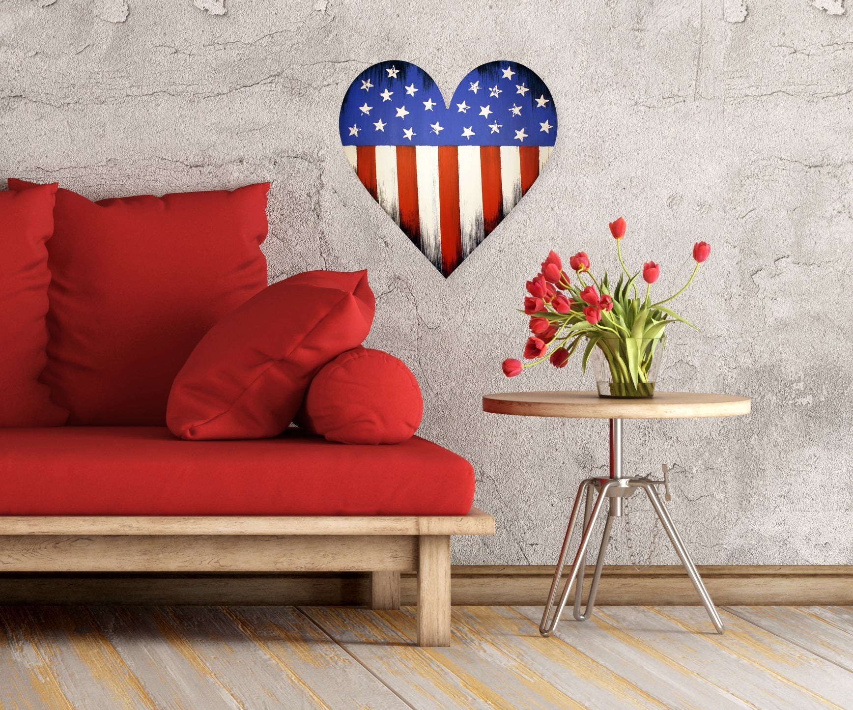 Hand Painted Heart Flag Wall Icon - Image 4