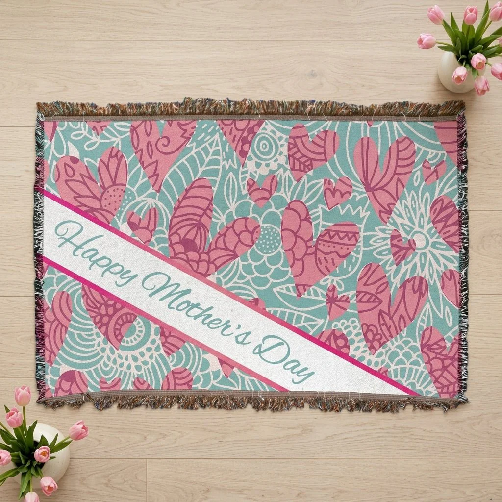 Hearts Mother's Day Woven Throw Blanket - Image 4