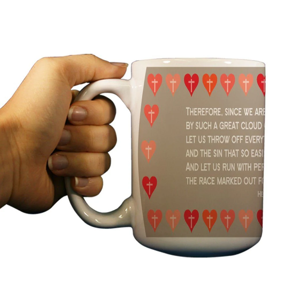 Hebrews 12:1 Religious 15oz Coffee Mug