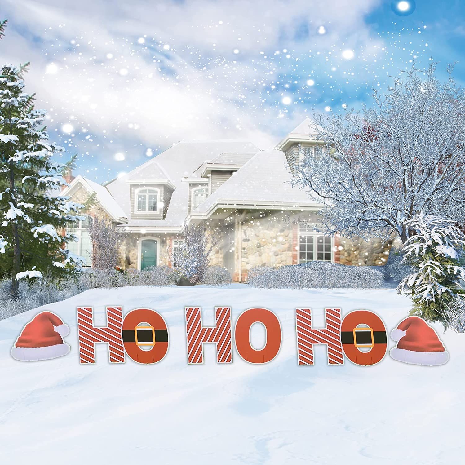 Ho Ho Ho Santa Hat Yard Decoration Letters