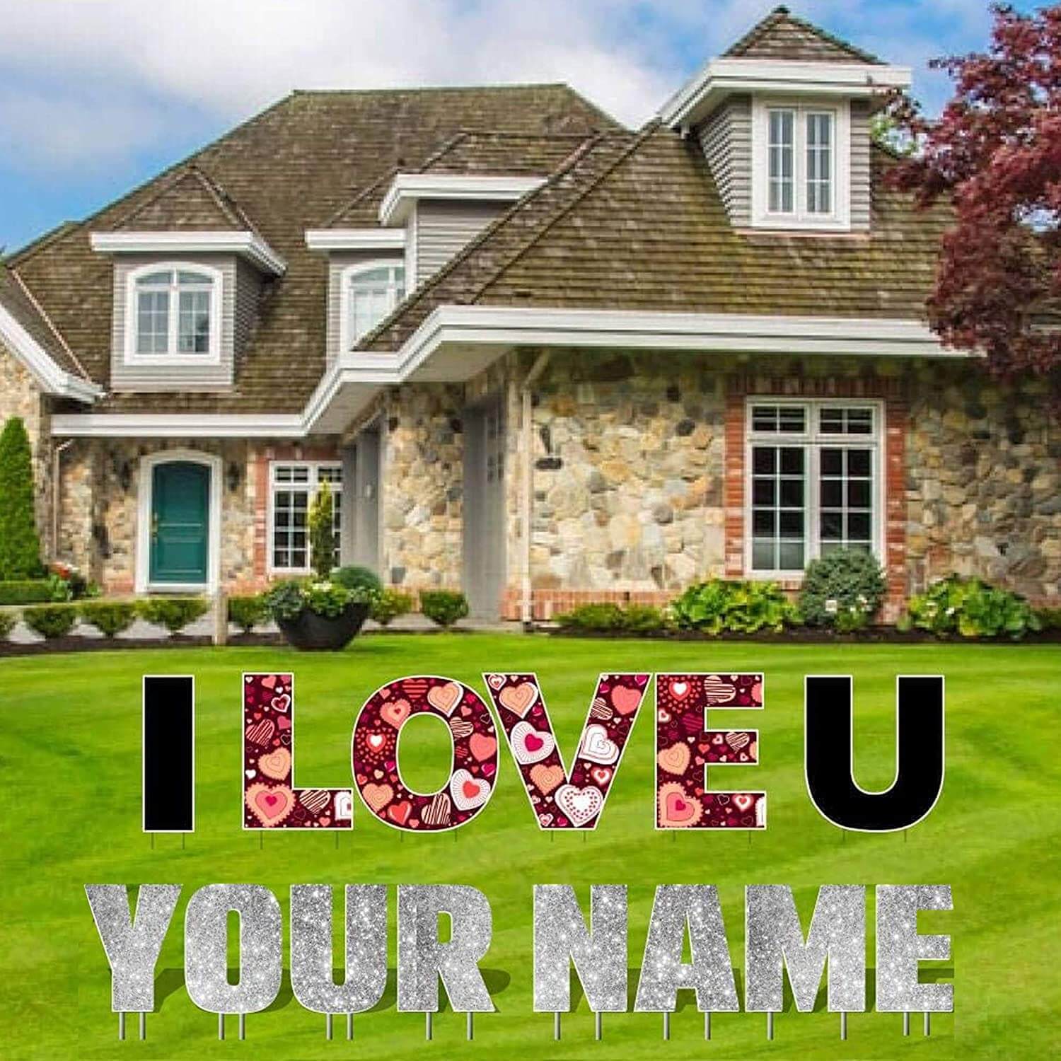 I LOVE U Custom Valentine's Day Yard Letter Decorations
