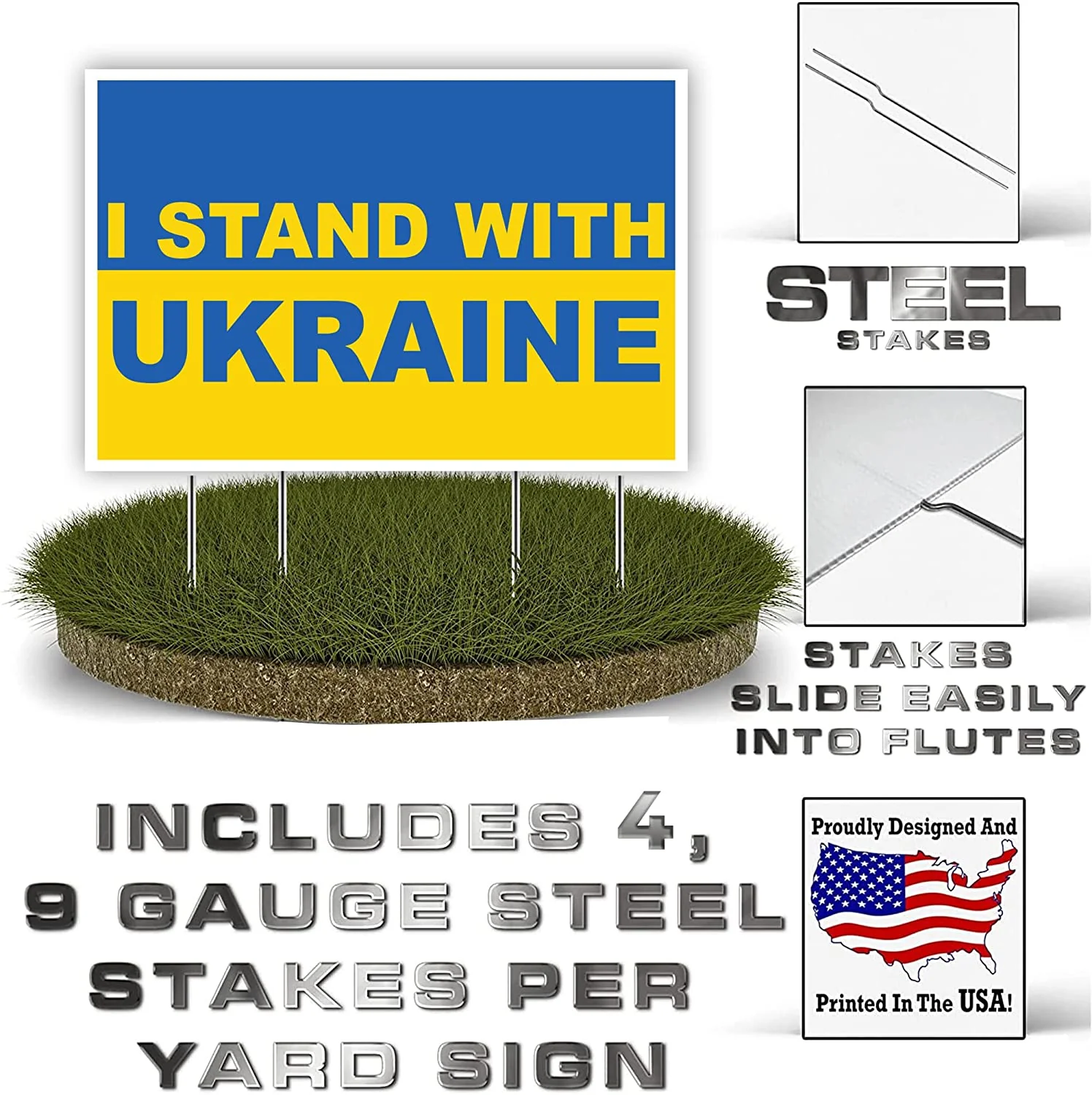 I Stand with Ukraine 24x36 Yard Sign - Image 3
