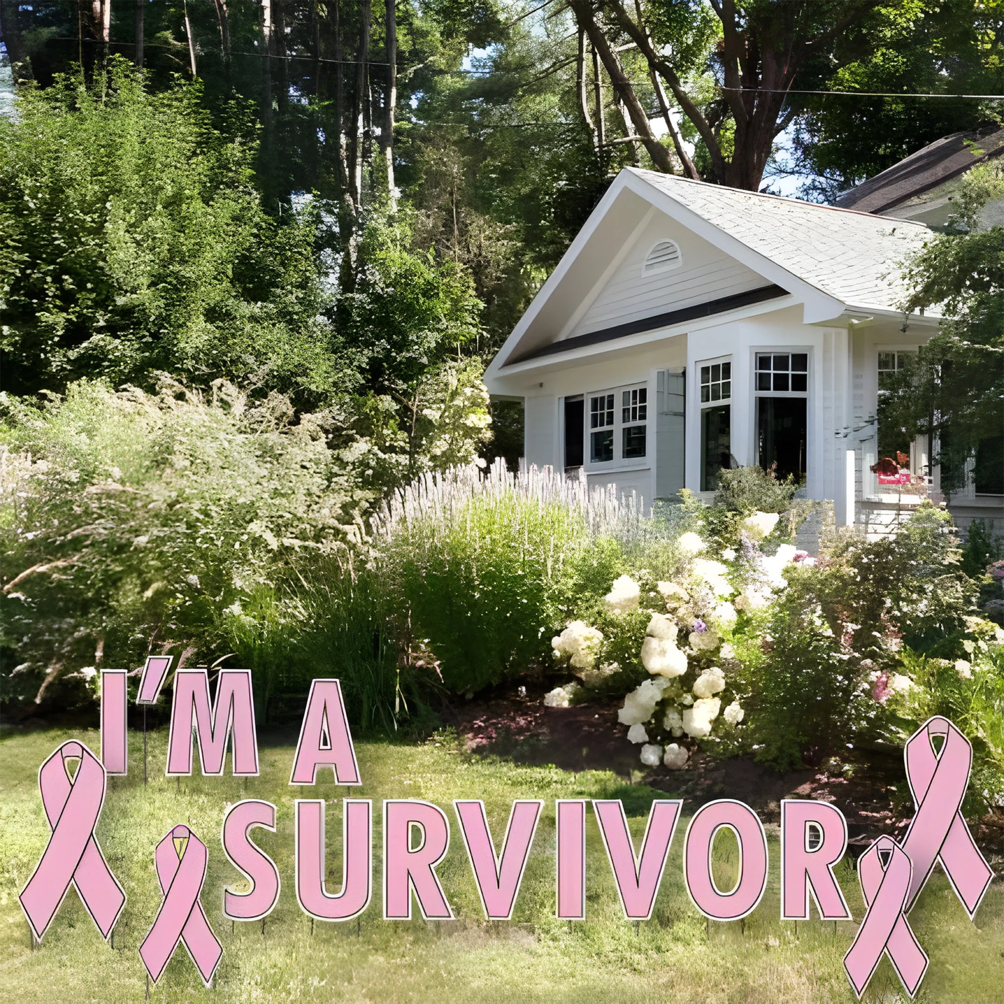 I'm A Survivor Breast Cancer Awareness Yard Letters 16 piece set