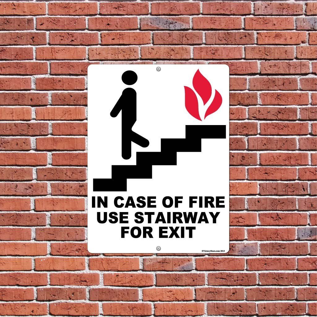 In Case of Fire Use Stairway For Exit Sign or Sticker