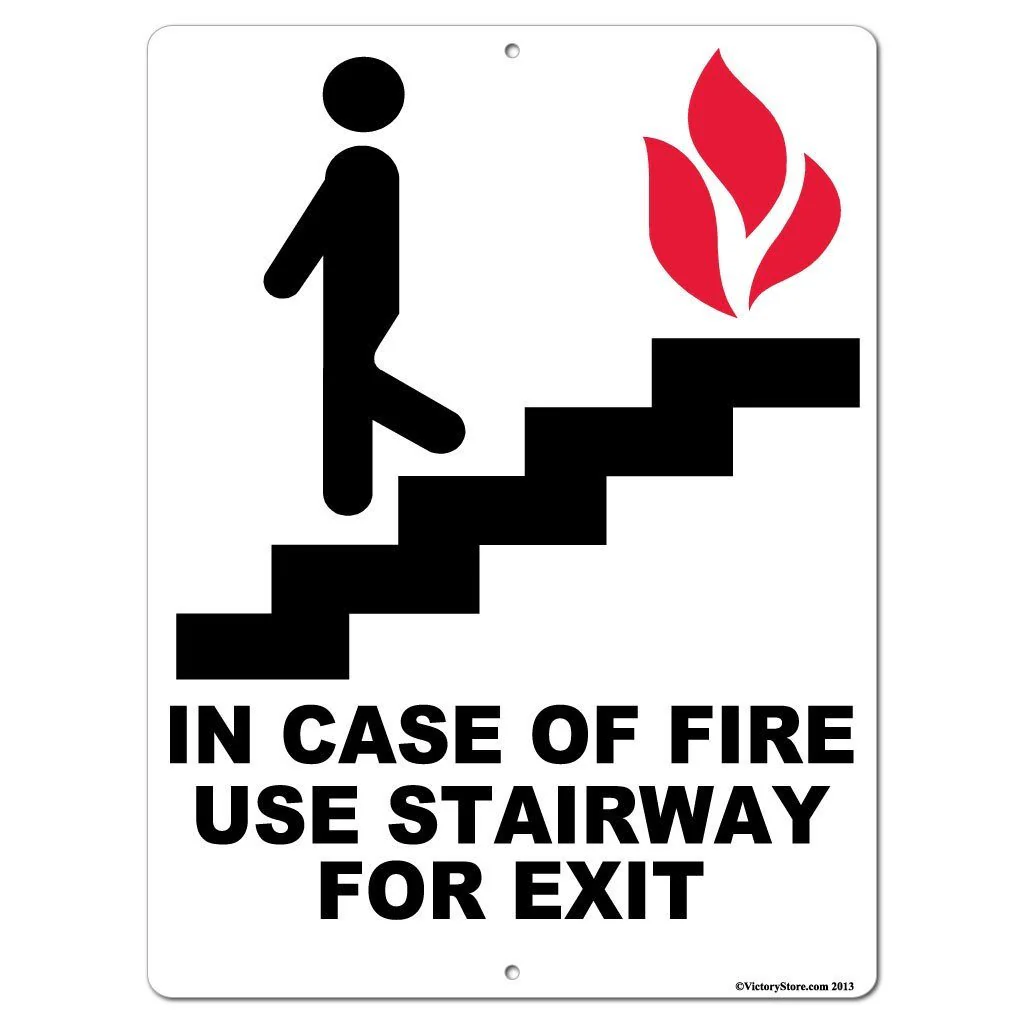 In Case of Fire Use Stairway For Exit Sign or Sticker - Image 4