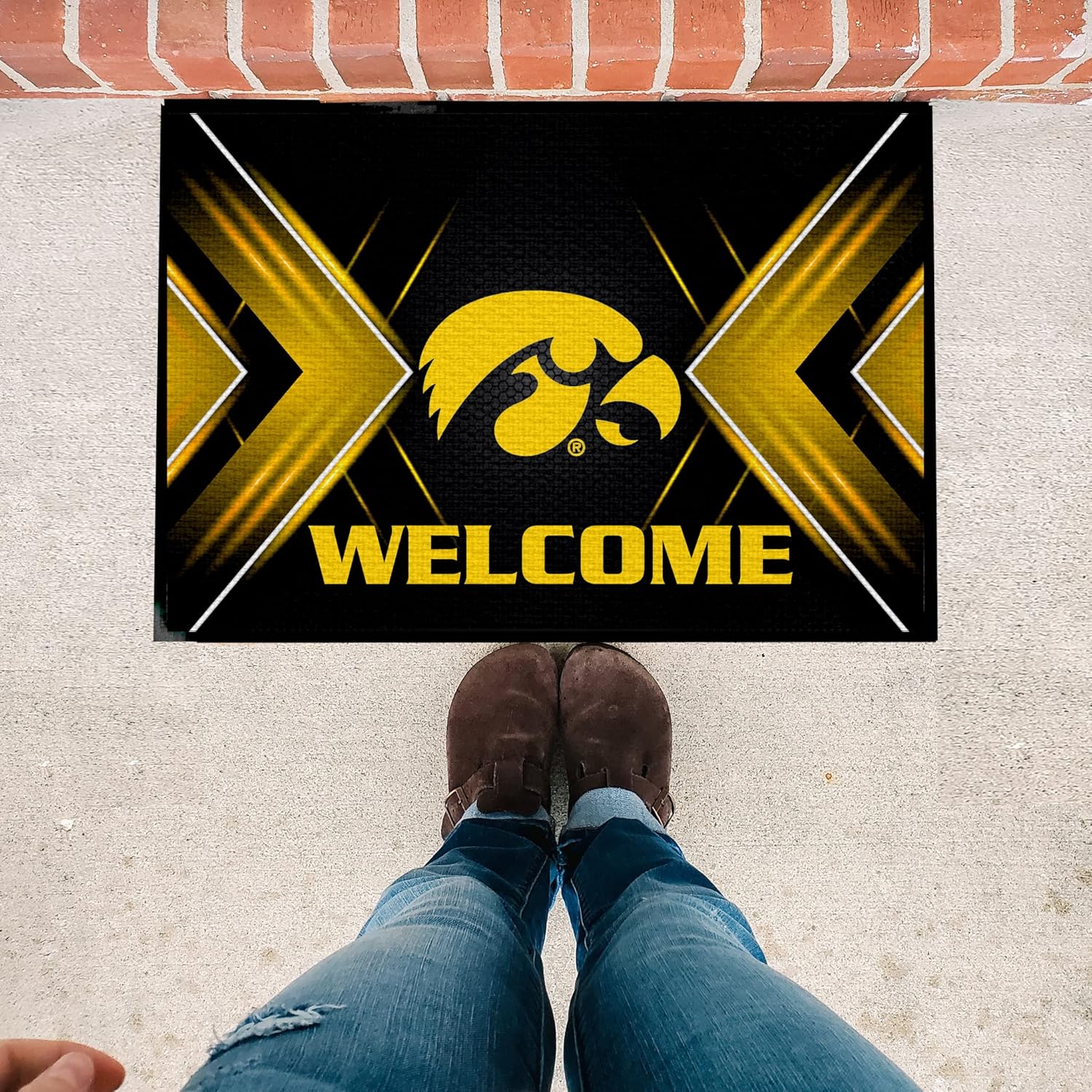 Iowa Hawkeyes Doormat, Welcome Floor mat Go Hawks, Officially Licensed University of Iowa Doormat - Image 2