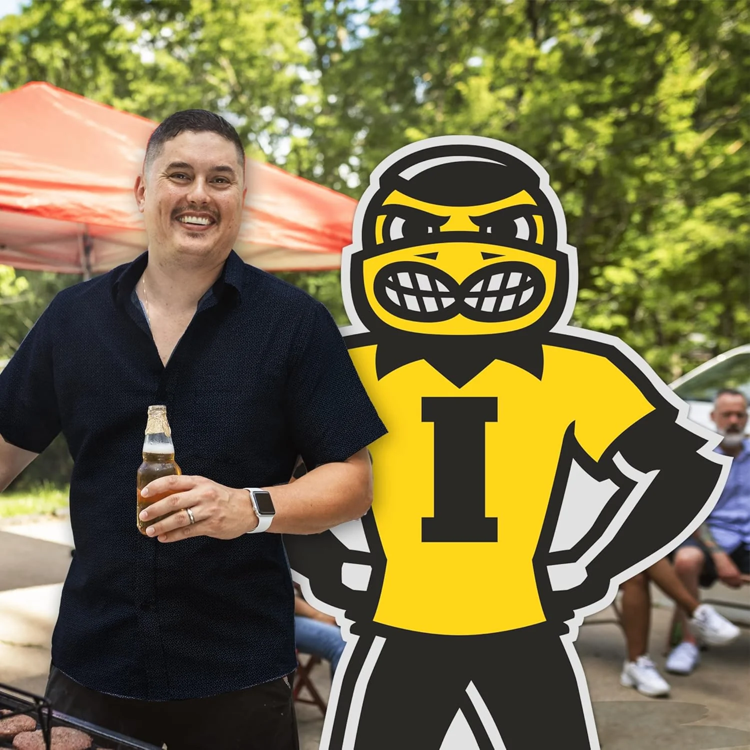 Life Size 56 Inches, Herky Iowa Hawkeyes Mascot, Tailgate with Herky, Waterproof Corrugated Plastic, Easel Included - Image 2