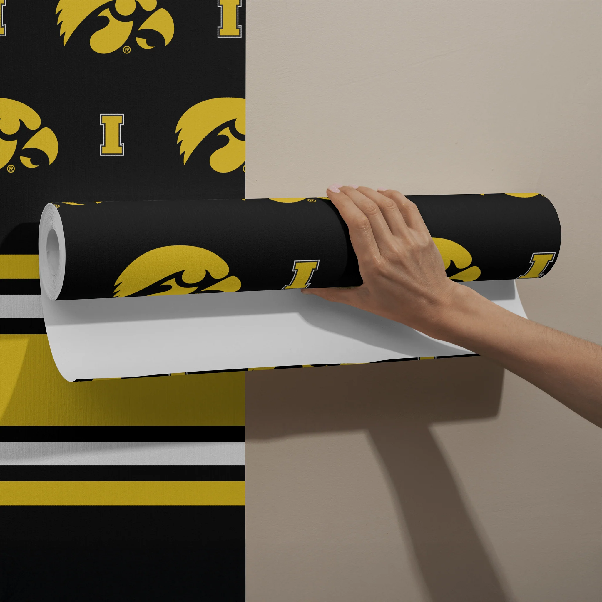 Iowa Hawkeyes Peel and Stick Wallpaper 12ft x 21in | NCAA University of Iowa Wall Décor | Easy Apply & Remove Vinyl | Matte Finish | Home, Dorm, Bedroom, or Man Cave – by VictoryStore - Image 2