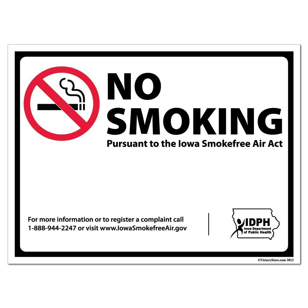 Iowa Smokefree Air Act No Smoking Sign or Sticker - Image 2