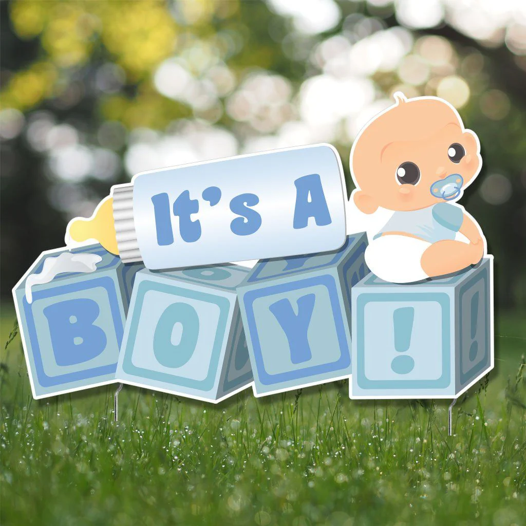 It's a Boy! Die Cut Baby Blocks, Baby Announcement Yard Sign - Image 2