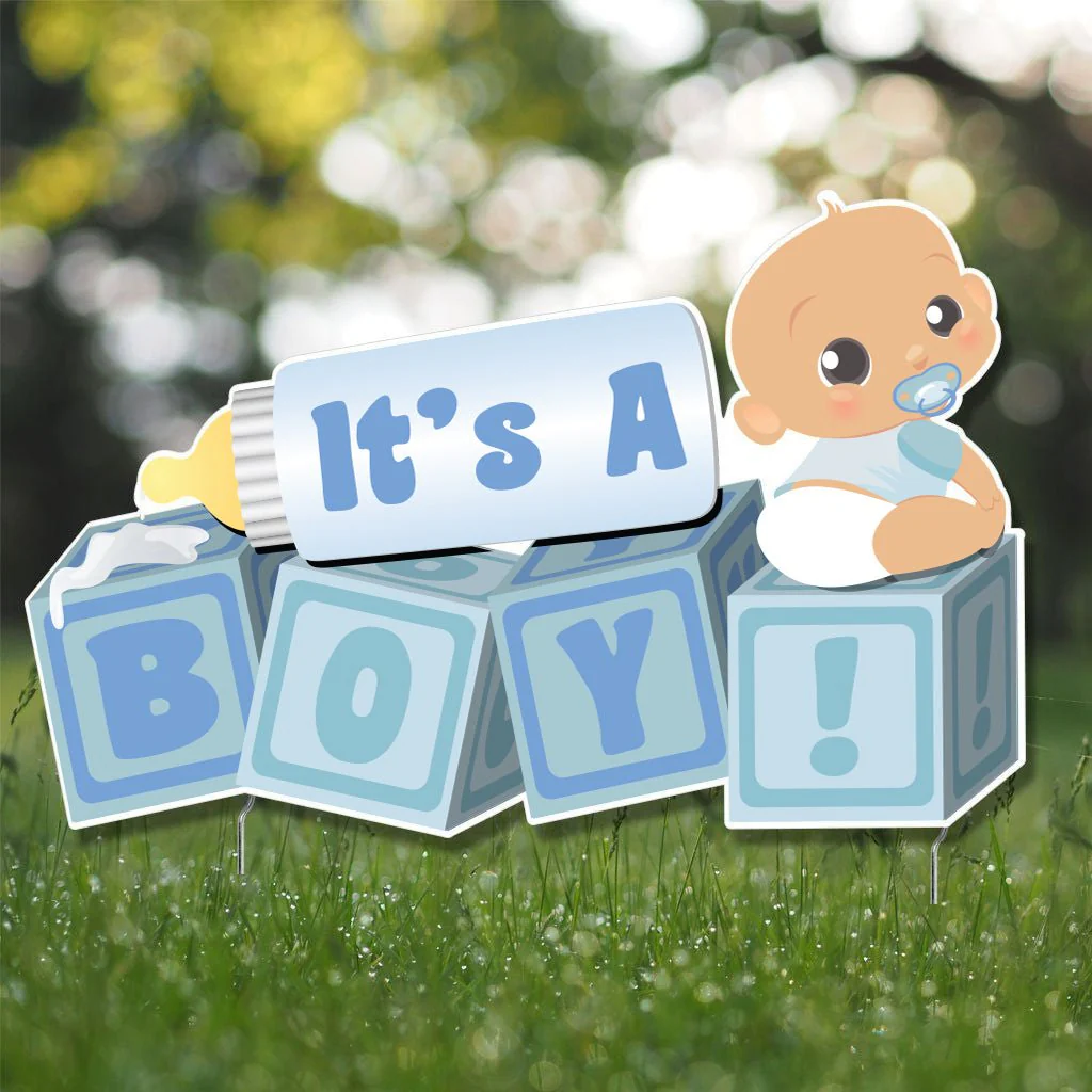 It's a Boy! Die Cut Baby Blocks, Baby Announcement Yard Sign - Image 3