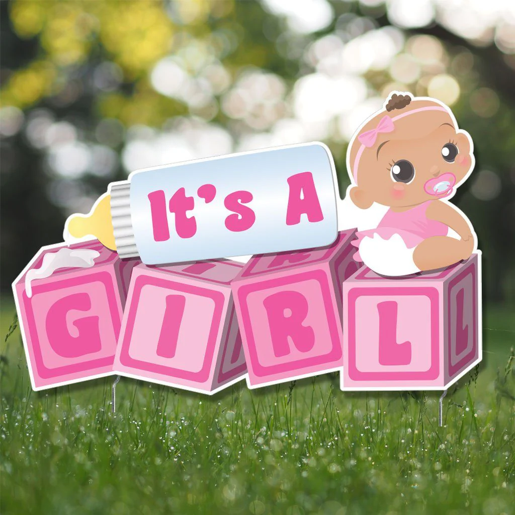 It's a Girl! Die Cut Baby Blocks, Baby Announcement Yard Sign - Image 2
