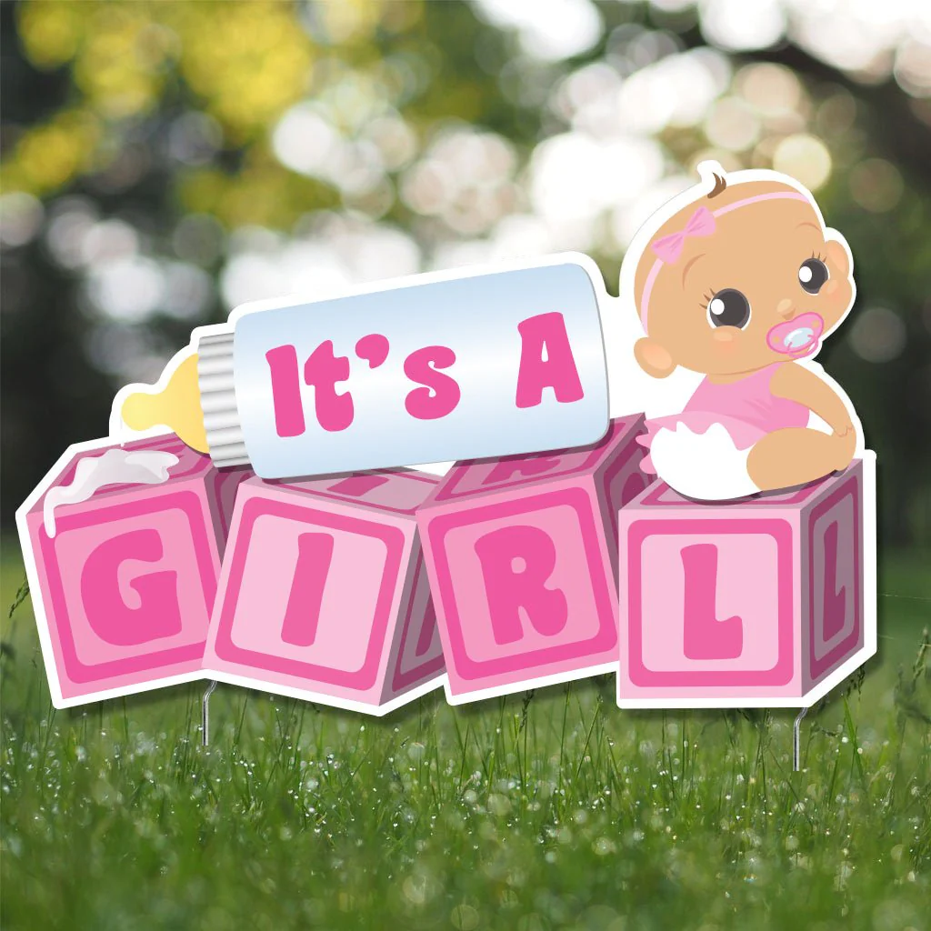It's a Girl! Die Cut Baby Blocks, Baby Announcement Yard Sign - Image 4