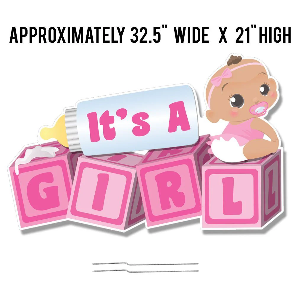 It's a Girl! Die Cut Baby Blocks, Baby Announcement Yard Sign - Image 5