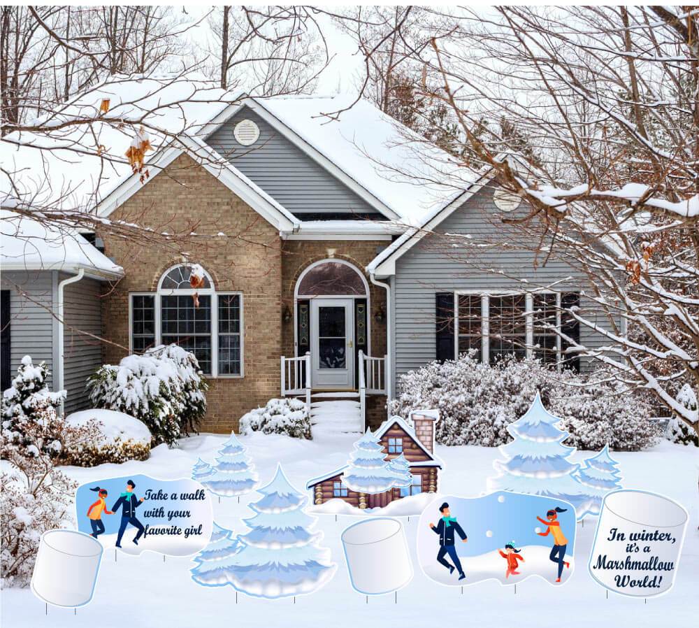 It's A Marshmallow World Christmas Yard Decoration 10 pc set