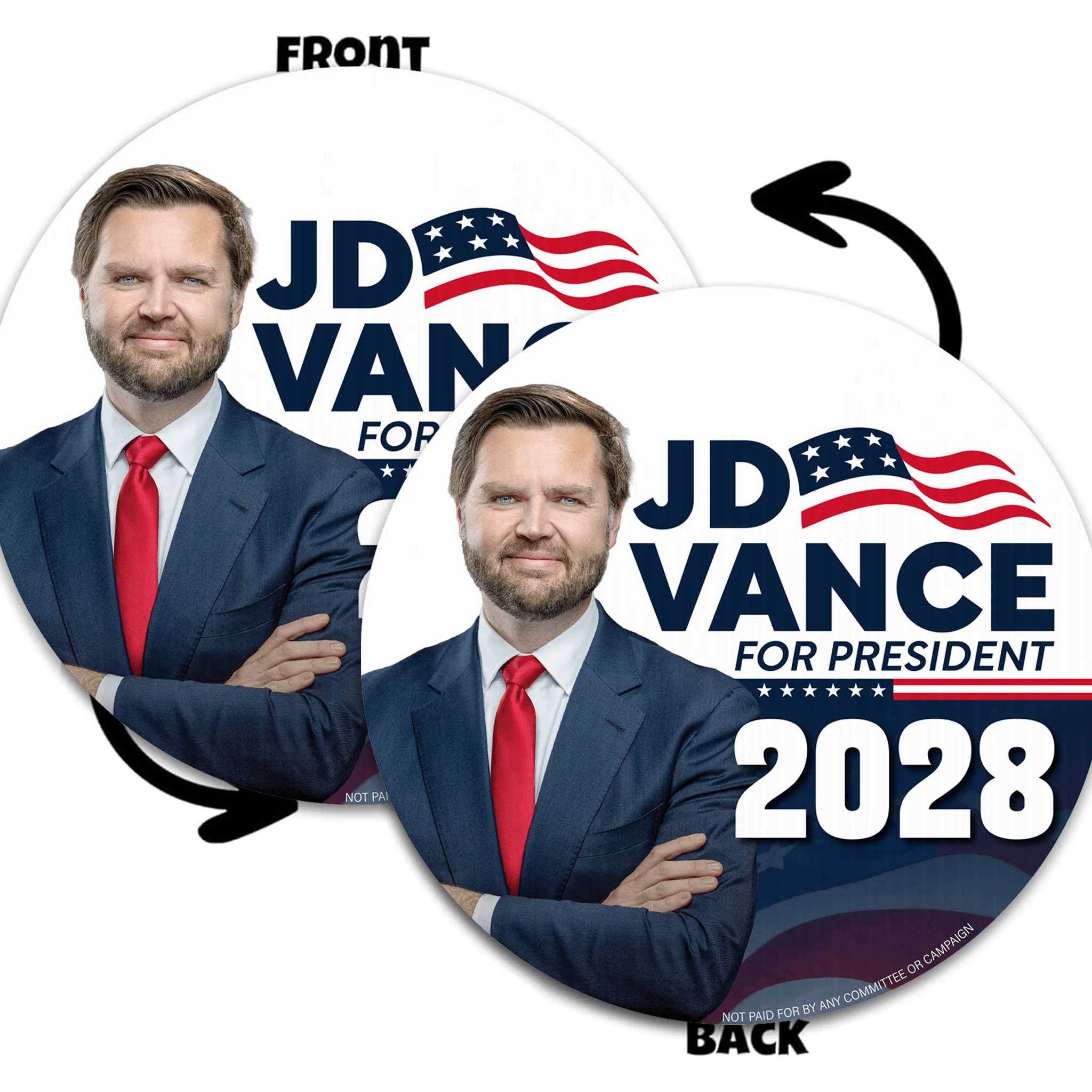 JD Vance For President 2028 Yard Sign with Stakes – 17.5" Circle Double-Sided - Image 4