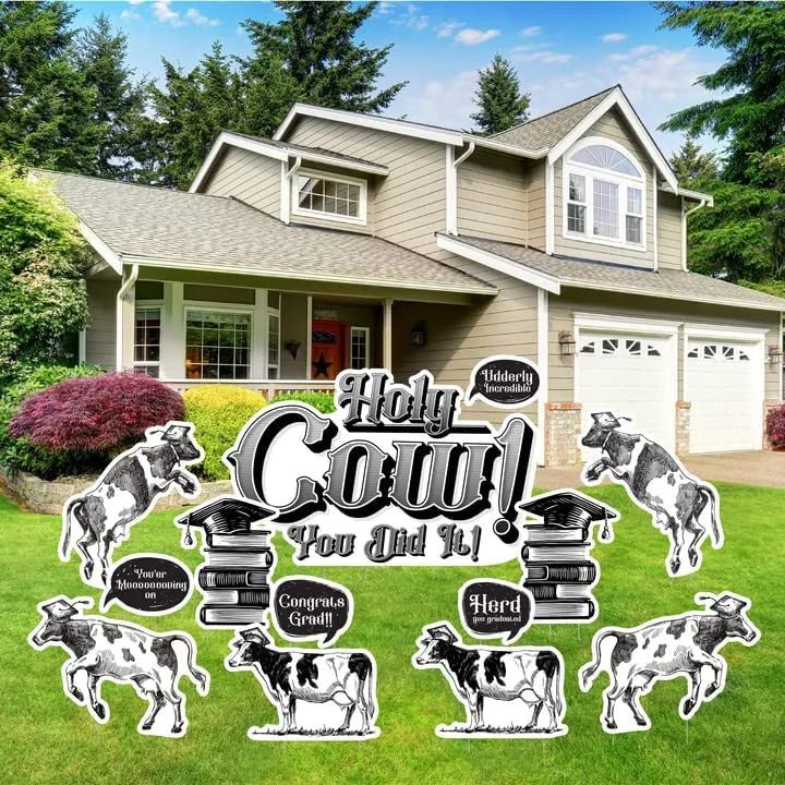 Oversized Graduation Yard Sign | Holy Cow You Did It | 13 Pc
