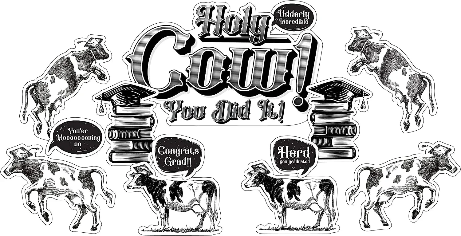 Oversized Graduation Yard Sign | Holy Cow You Did It | 13 Pc - Image 3