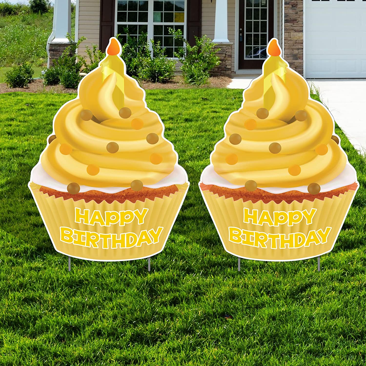 Jumbo Happy Birthday Cupcake Yard Sign Set of 2 - Image 10