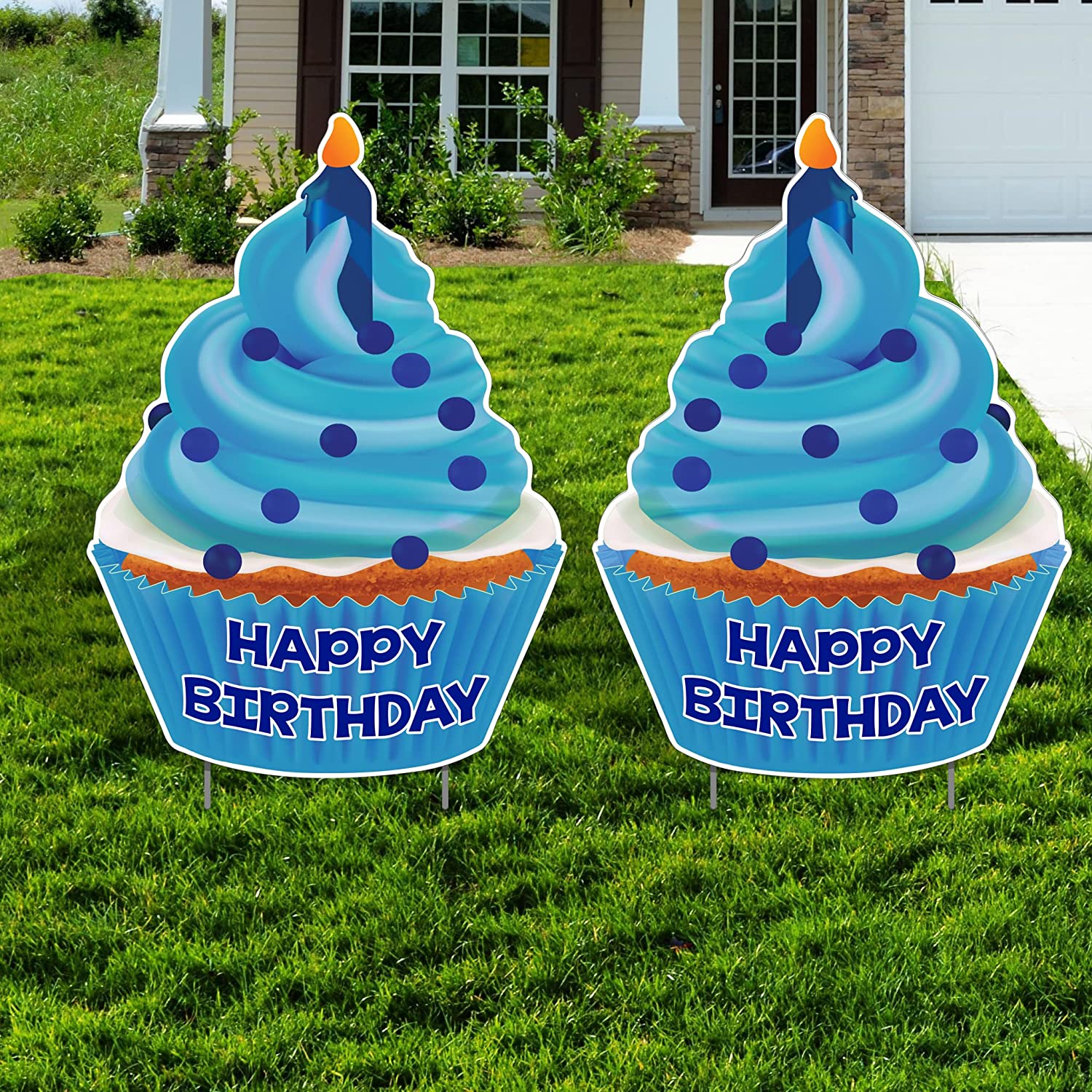 Jumbo Happy Birthday Cupcake Yard Sign Set of 2 - Image 5