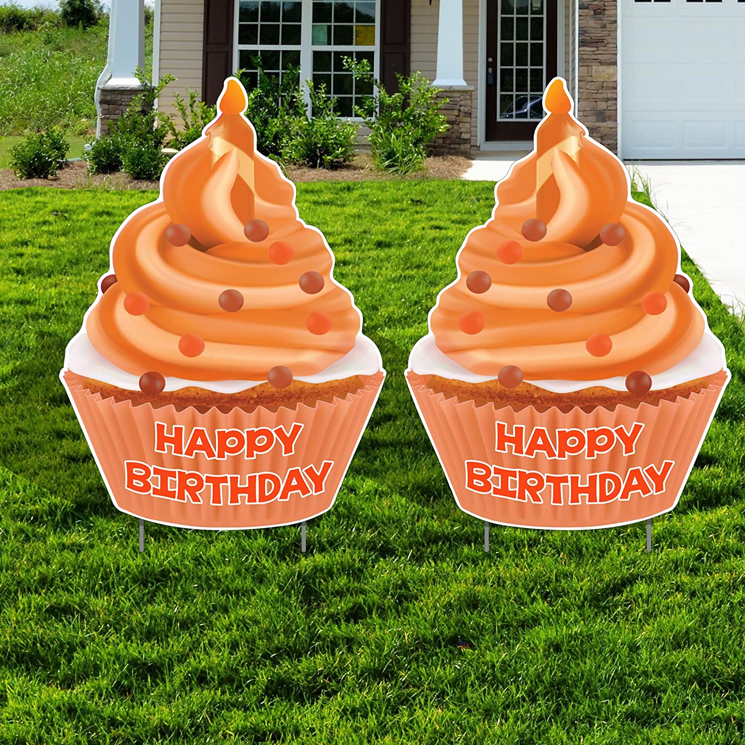 Jumbo Happy Birthday Cupcake Yard Sign Set of 2 - Image 7