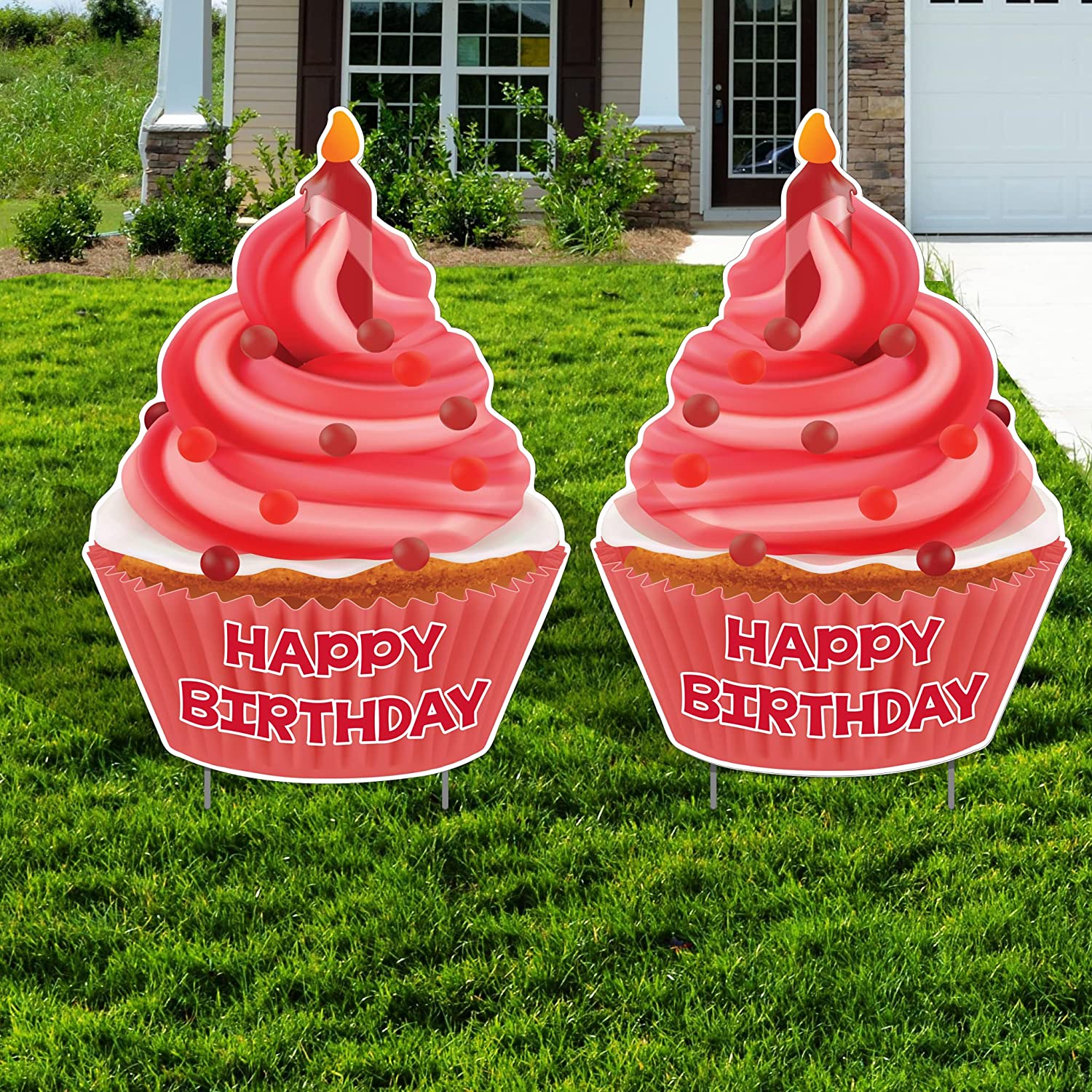 Jumbo Happy Birthday Cupcake Yard Sign Set of 2 - Image 9