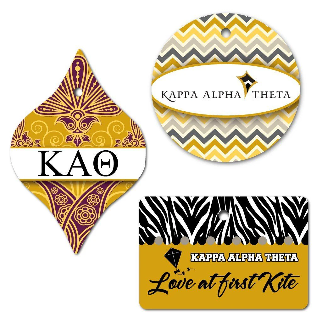 Kappa Alpha Theta Ornament Set of 3 Shapes