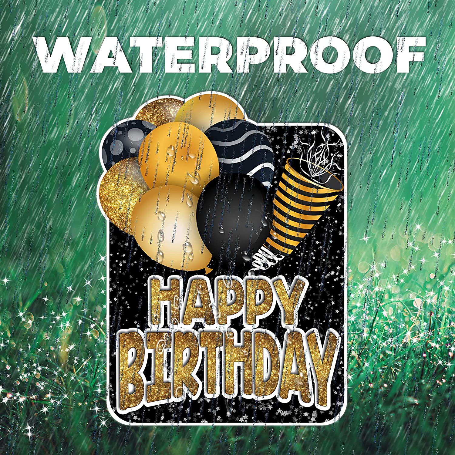 Large Happy Birthday Black Gold Birthday Yard Cards - Image 3