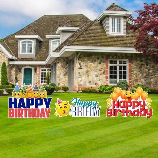 Large Happy Birthday Emoji Accessory Yard Card Signs