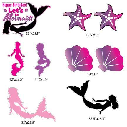Let's Be Mermaids Pink Yard Cards 9 piece set - Image 2