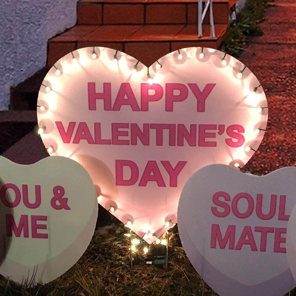 Lighted Candy Hearts Valentine Yard Decoration 9 piece set - Image 2