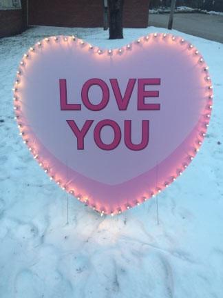 Lighted 'Love You' Candy Heart Yard Sign - Image 2