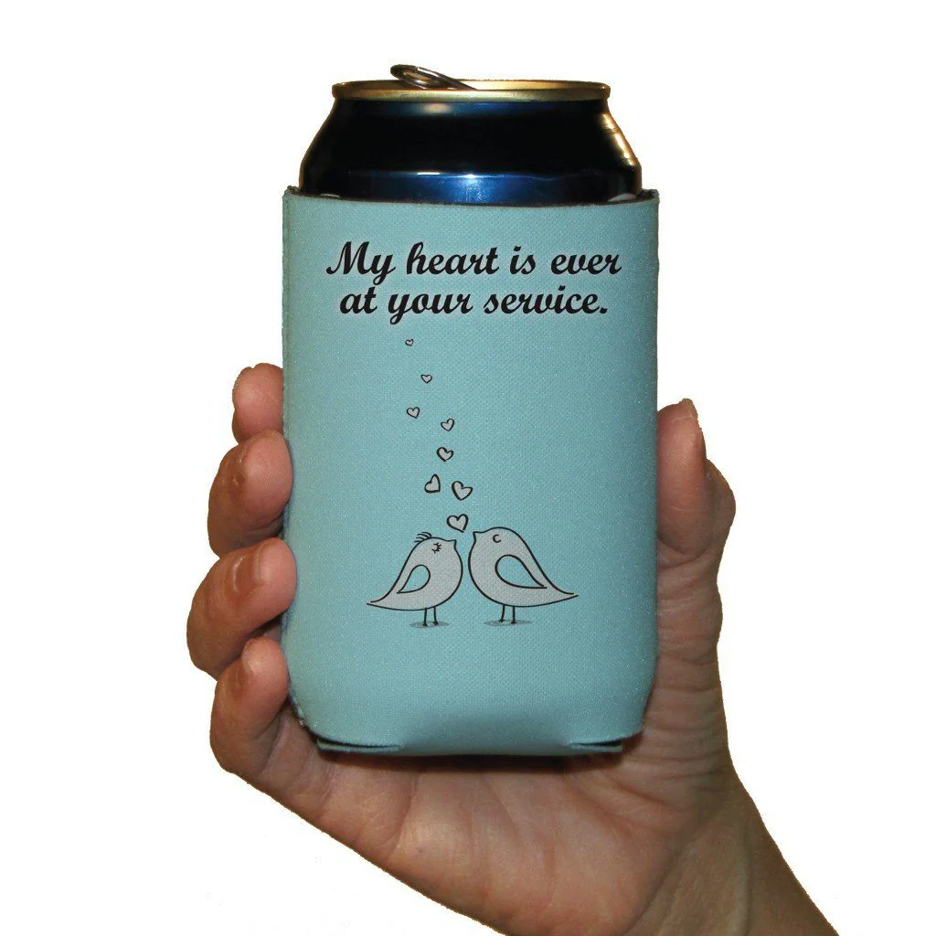 Love Birds Wedding Themed Can Cooler Pack - Image 4
