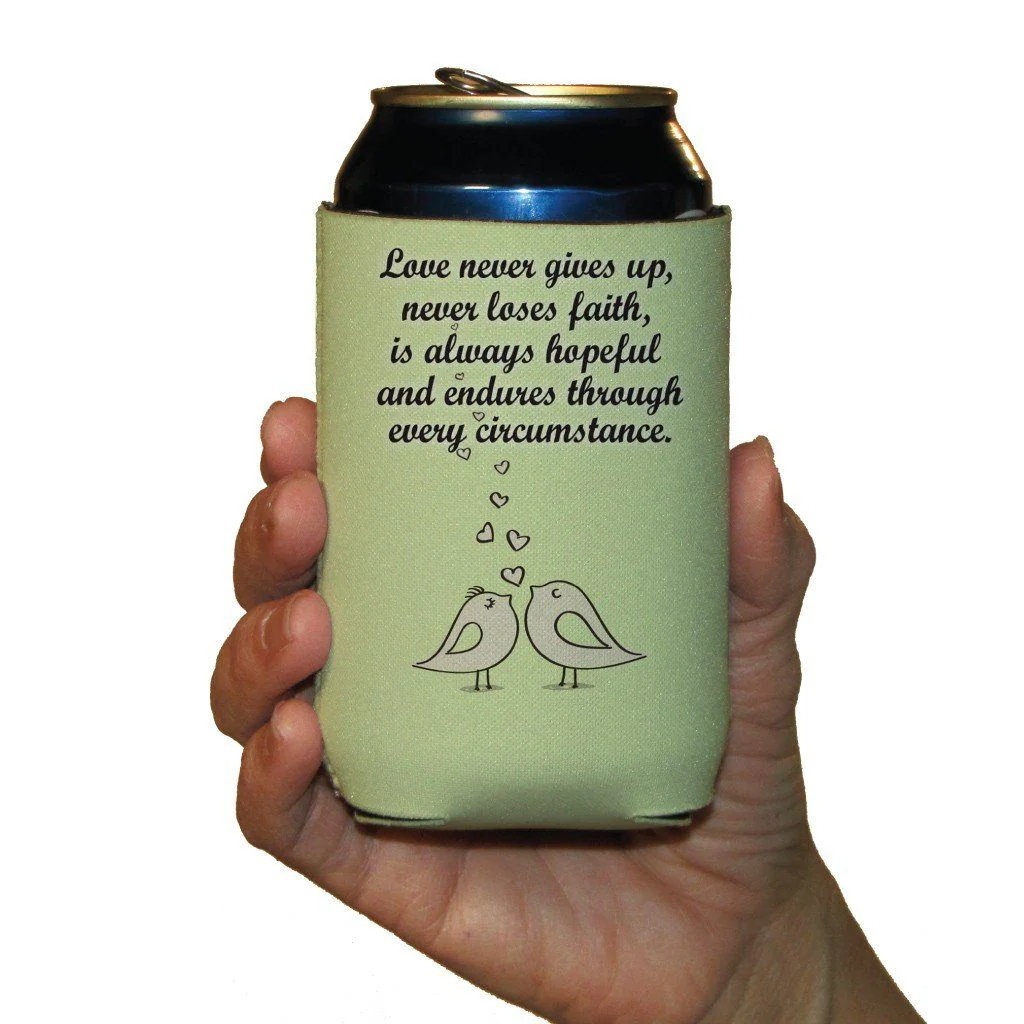 Love Birds Wedding Themed Can Cooler Pack - Image 7