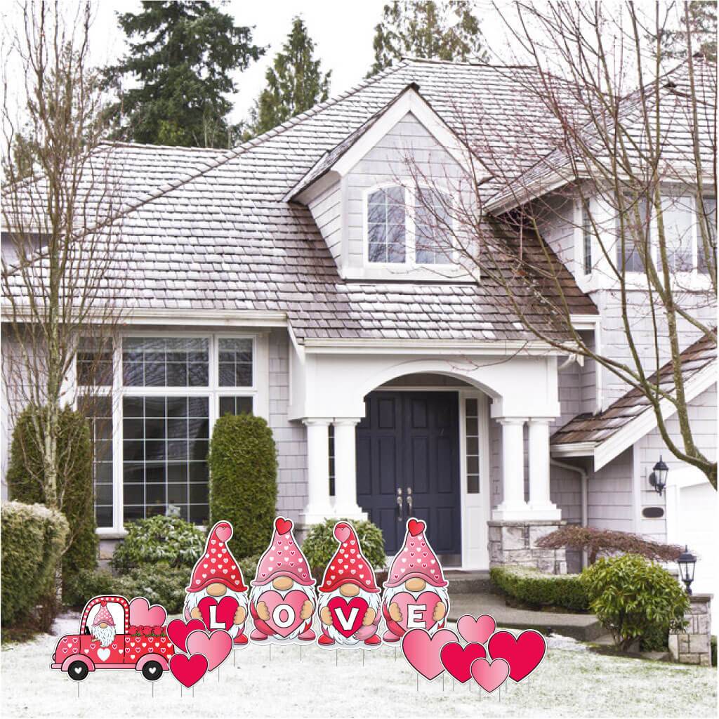 LOVE Gnomes Valentine's Day Yard Decoration 13 pc Set - Image 2