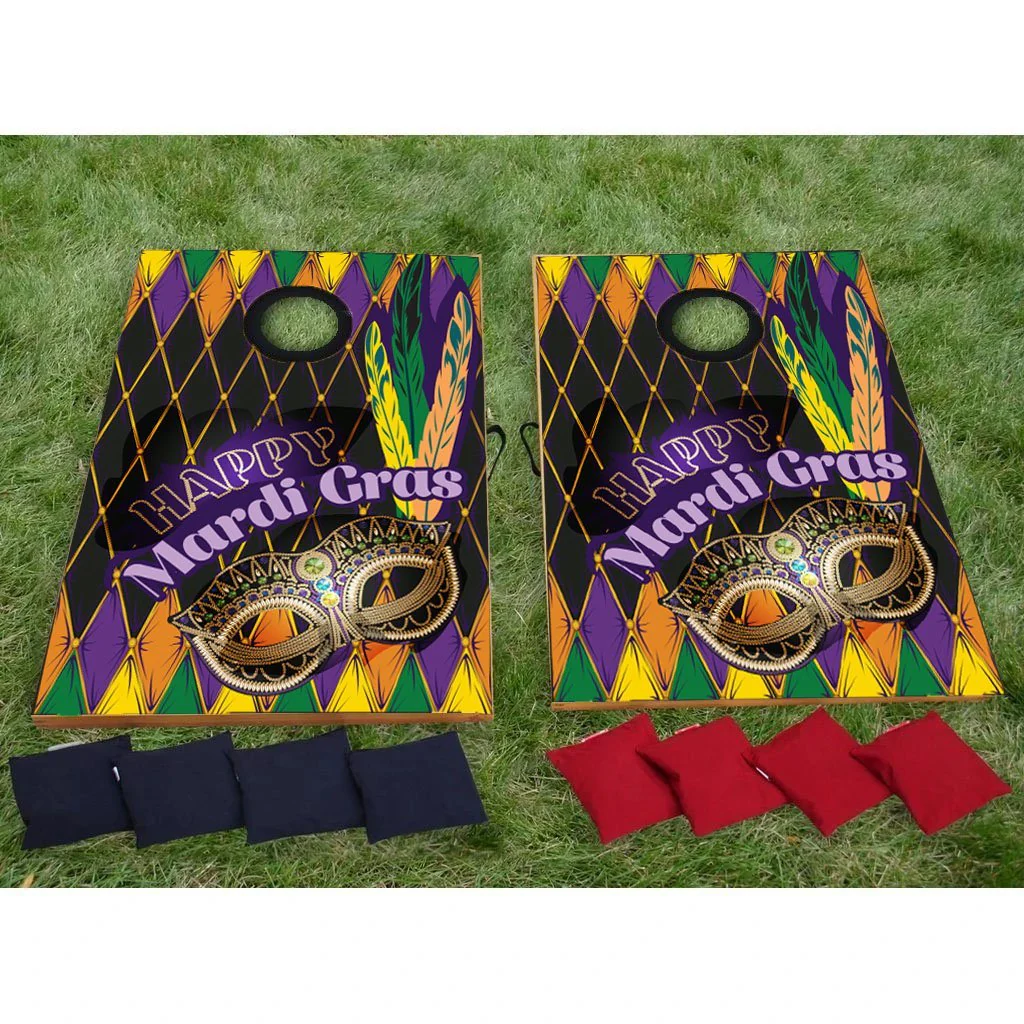 Mardi Gras Can Coolers & Cornhole Set - Image 2
