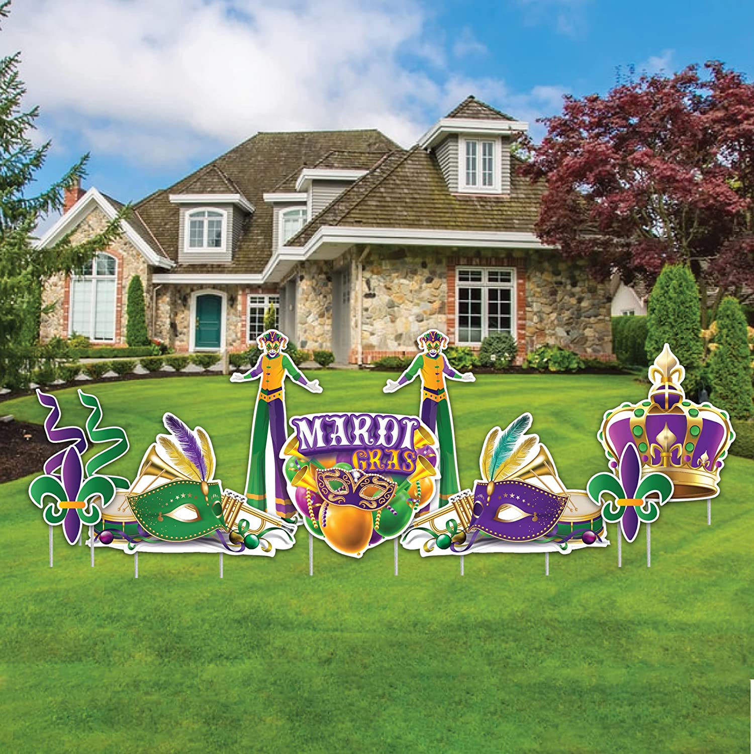 Mardi Gras Masquerade Party Yard Card Display 10 pc set
