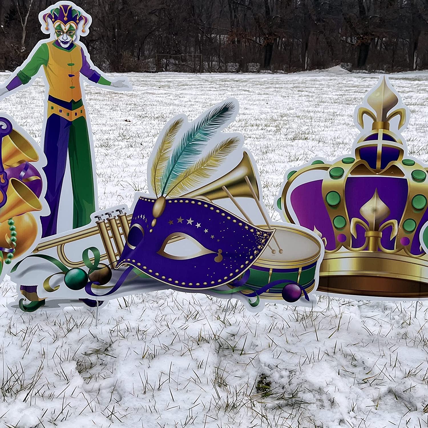 Mardi Gras Masquerade Party Yard Card Display 10 pc set - Image 4