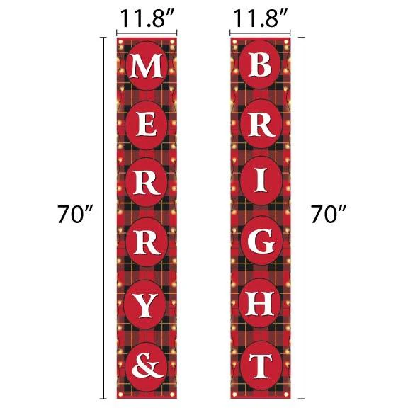 Merry & Bright Christmas Double Door Banner - Image 2
