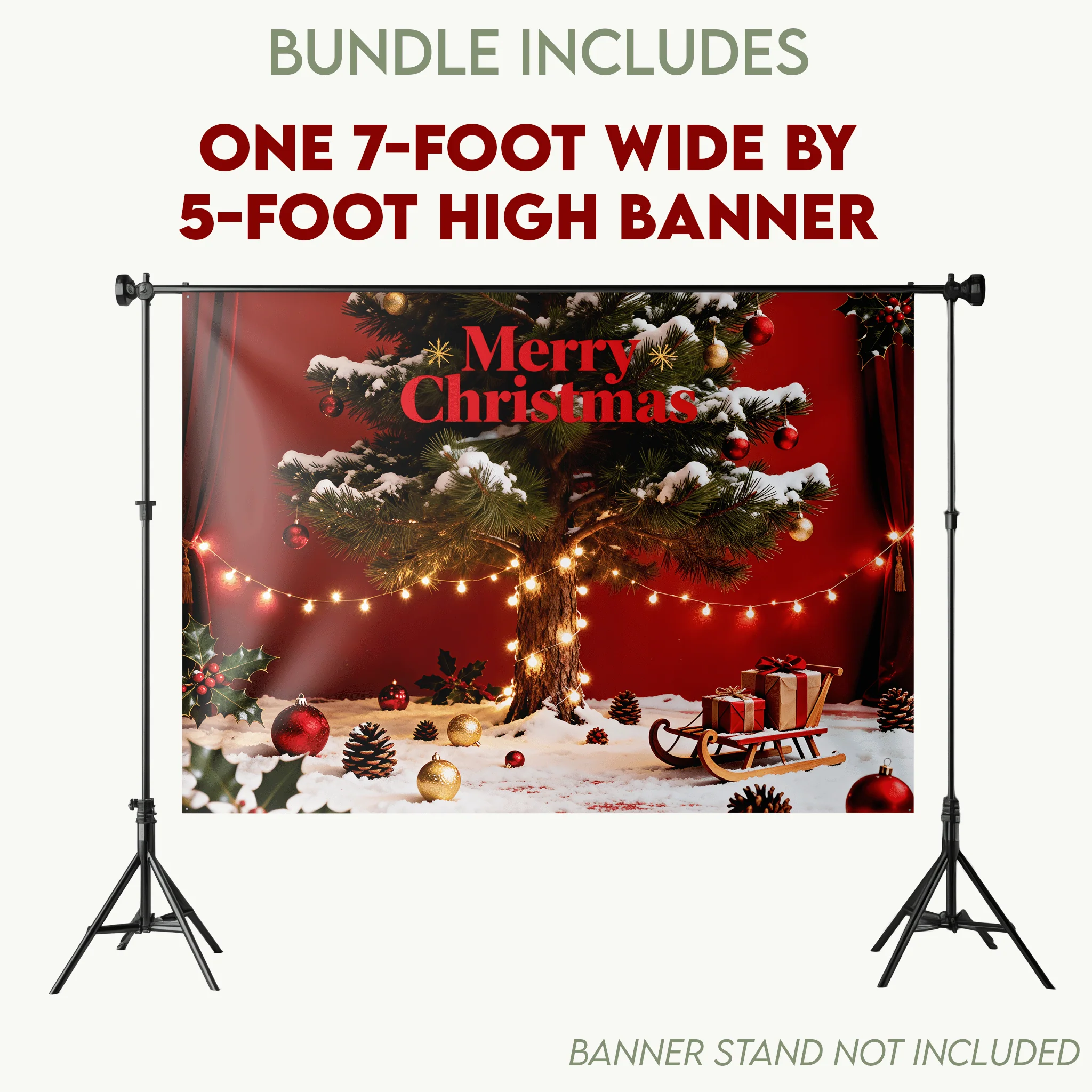 Merry Christmas Bundle - Backdrop Banner, Cupcake Toppers, Can Coolers and Trash Bins - Image 2