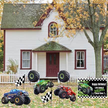 Monster Truck Happy Birthday Yard Cards 8 piece set
