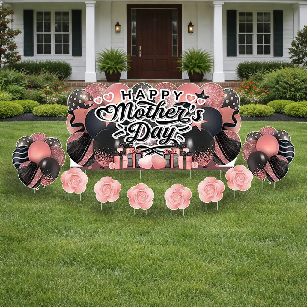 Happy Mother's Day Jumbo Lawn Sign – 36x72 Inch Outdoor Yard Decoratio