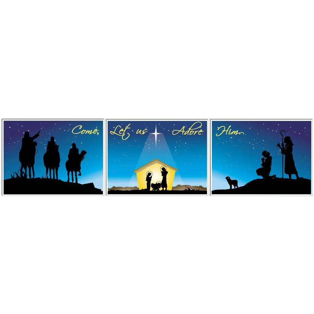 Nativity Christmas Yard Sign Display #3 - 3 Pieces | 9 EZ Stakes Included - Image 2