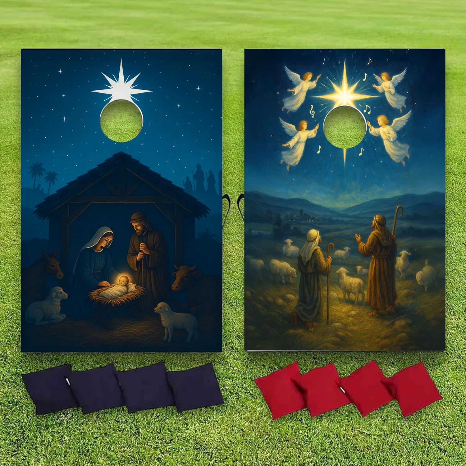 Nativity Cornhole Bag Toss Game 24x36” – Christian Christmas Outdoor Game Set | Includes 2 Wood Boards & 8 Bean Bags - Image 2