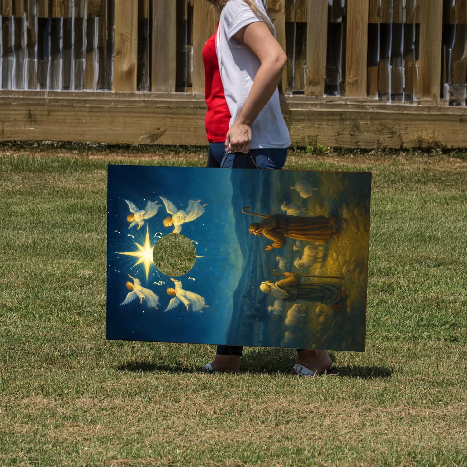 Nativity Cornhole Bag Toss Game 24x36” – Christian Christmas Outdoor Game Set | Includes 2 Wood Boards & 8 Bean Bags - Image 3
