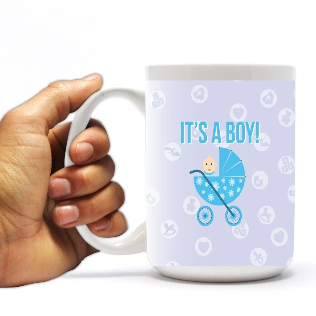 It's a Boy Baby Carriage 15 Oz Coffee Mug