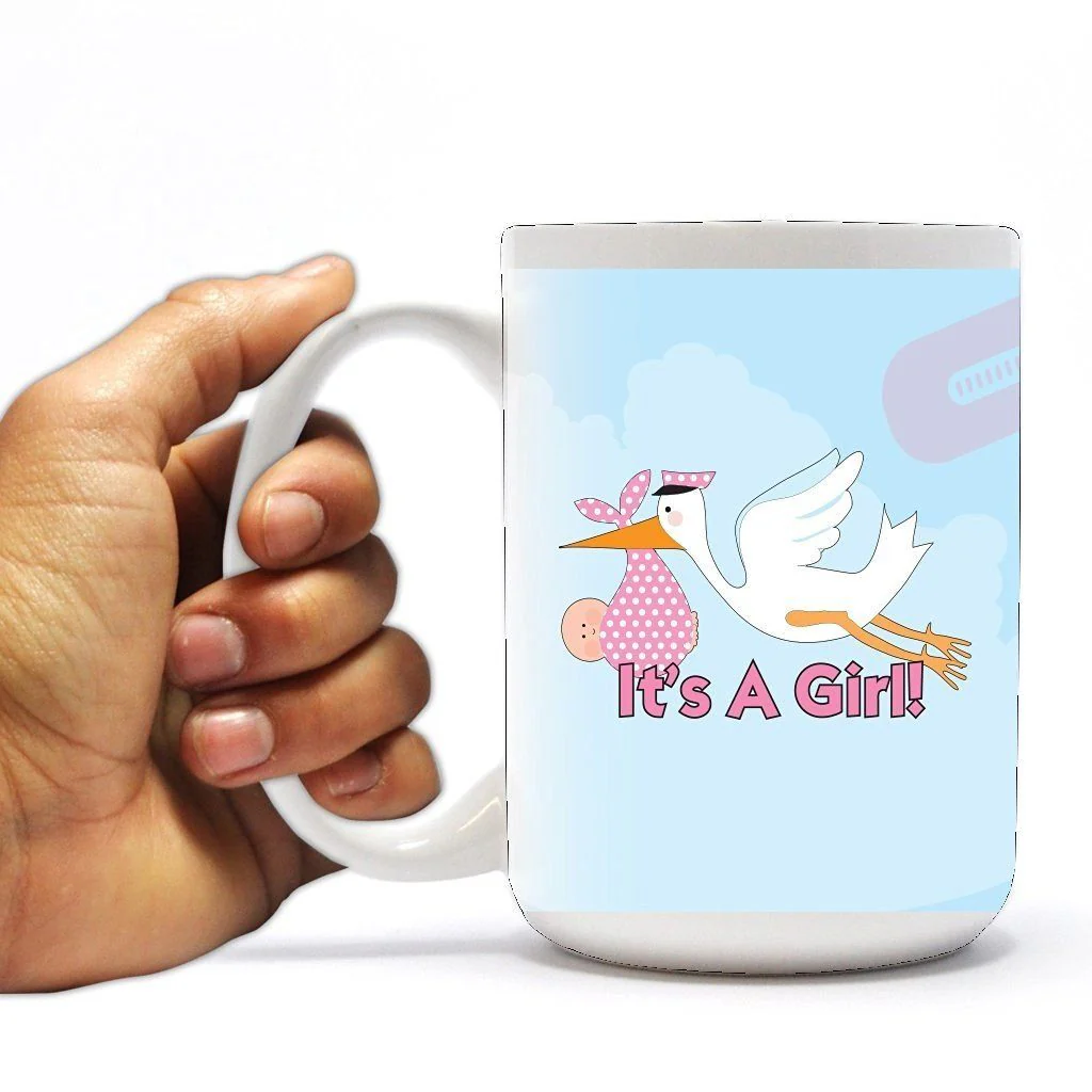 It's a Girl Stork 15 Oz Coffee Mug