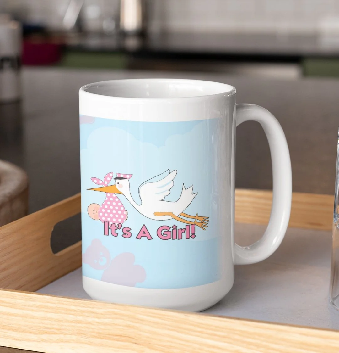 It's a Girl Stork 15 Oz Coffee Mug - Image 2